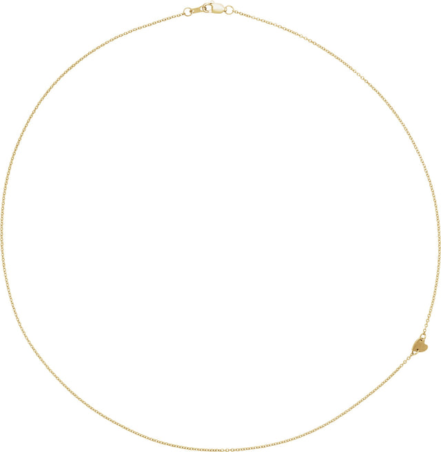 14K Gold Sideways Off-Center Heart Necklace - Yellow Gold