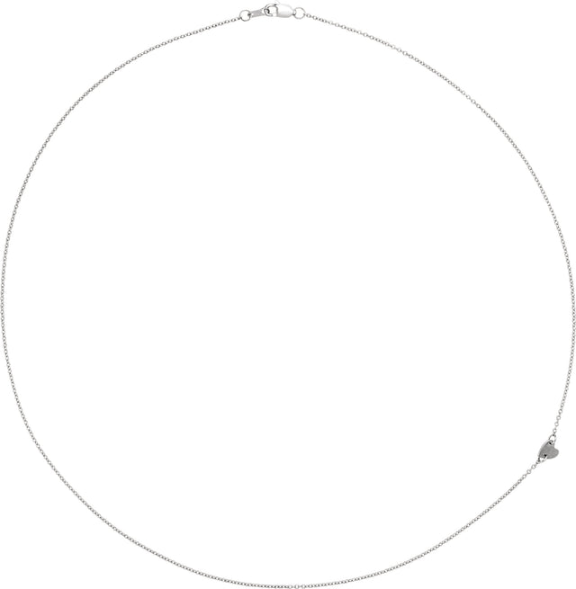 Platinum Sideways Off-Center Heart Necklace