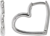 14K Gold Hinged Heart Huggie Earrings - White Gold