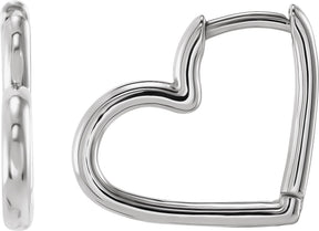 Platinum Hinged Heart Huggie Earrings