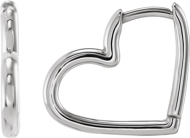 Platinum Hinged Heart Huggie Earrings