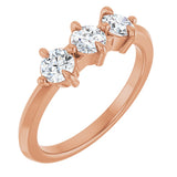 14K Gold Round Lab-Grown Diamond Three-Stone Anniversary Band - 1/4-3/4 CTW - Rose Gold