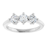14K Gold Round Lab-Grown Diamond Three-Stone Anniversary Band - 1/4-3/4 CTW - White Gold - view 3