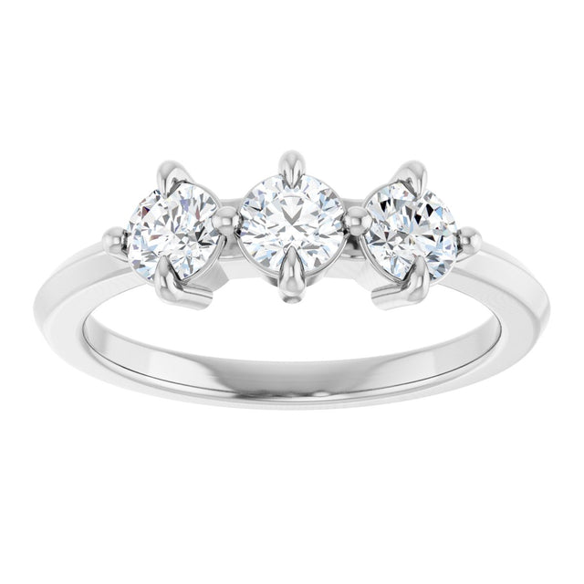 14K Gold Round Lab-Grown Diamond Three-Stone Anniversary Band - 1/4-3/4 CTW - White Gold - view 3
