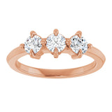 14K Gold Round Lab-Grown Diamond Three-Stone Anniversary Band - 1/4-3/4 CTW - Rose Gold - view 3