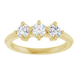 14K Gold Round Lab-Grown Diamond Three-Stone Anniversary Band - 1/4-3/4 CTW - Yellow Gold - view 3
