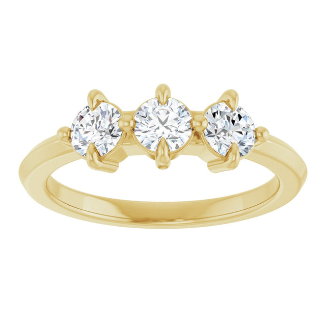 14K Gold Round Lab-Grown Diamond Three-Stone Anniversary Band - 1/4-3/4 CTW - Yellow Gold - view 3