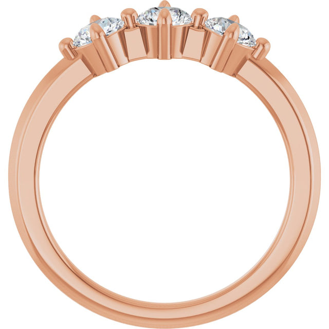 14K Gold Round Natural Diamond Three-Stone Anniversary Band - 1/4-3/4 CTW - Rose Gold - view 2