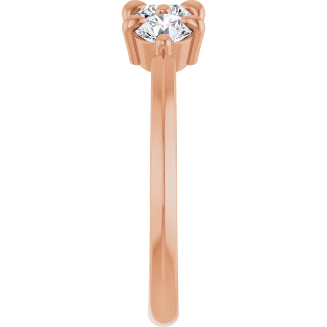 14K Gold Round Natural Diamond Three-Stone Anniversary Band - 1/4-3/4 CTW - Rose Gold - view 4
