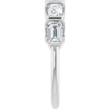 14K Gold Emerald Lab-Grown Diamond Half-Bezel Five-Stone Anniversary Band - 1 1/2-3 1/4 CTW - White Gold - view 9