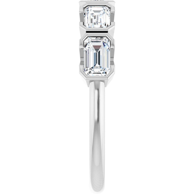 Platinum Emerald Lab-Grown Diamond Half-Bezel Five-Stone Anniversary Band - 1 1/2-3 1/4 CTW - view 9