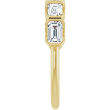 14K Gold Emerald Lab-Grown Diamond Half-Bezel Five-Stone Anniversary Band - 1 1/2-3 1/4 CTW - Yellow Gold - view 9