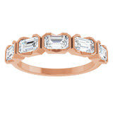 14K Gold Emerald Lab-Grown Diamond Half-Bezel Five-Stone Anniversary Band - 1 1/2-3 1/4 CTW - Rose Gold - view 8