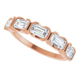 14K Gold Emerald Lab-Grown Diamond Half-Bezel Five-Stone Anniversary Band - 1 1/2-3 1/4 CTW - Rose Gold - view 10