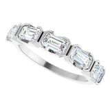 Platinum Emerald Lab-Grown Diamond Half-Bezel Five-Stone Anniversary Band - 1 1/2-3 1/4 CTW - view 10