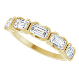 14K Gold Emerald Lab-Grown Diamond Half-Bezel Five-Stone Anniversary Band - 1 1/2-3 1/4 CTW - Yellow Gold - view 10