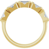14K Gold Emerald Lab-Grown Diamond Half-Bezel Five-Stone Anniversary Band - 1 1/2-3 1/4 CTW - Yellow Gold - view 7