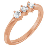 14K Gold Round Lab-Grown Diamond Three-Stone Anniversary Band - 1/4-3/4 CTW - Rose Gold