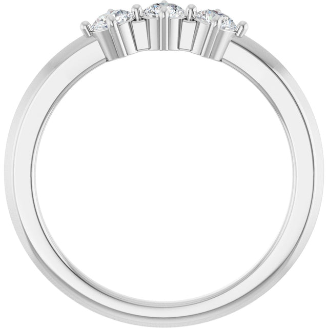 14K Gold Round Lab-Grown Diamond Three-Stone Anniversary Band - 1/4-3/4 CTW - White Gold - view 2