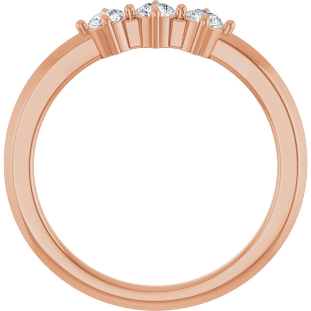 14K Gold Round Lab-Grown Diamond Three-Stone Anniversary Band - 1/4-3/4 CTW - Rose Gold - view 2