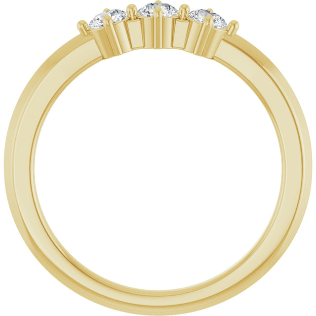 14K Gold Round Lab-Grown Diamond Three-Stone Anniversary Band - 1/4-3/4 CTW - Yellow Gold - view 2