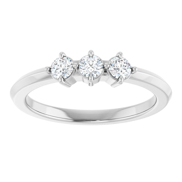 14K Gold Round Lab-Grown Diamond Three-Stone Anniversary Band - 1/4-3/4 CTW - White Gold - view 3