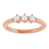 14K Gold Round Natural Diamond Three-Stone Anniversary Band - 1/4-3/4 CTW - Rose Gold - view 3