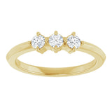 14K Gold Round Lab-Grown Diamond Three-Stone Anniversary Band - 1/4-3/4 CTW - Yellow Gold - view 3