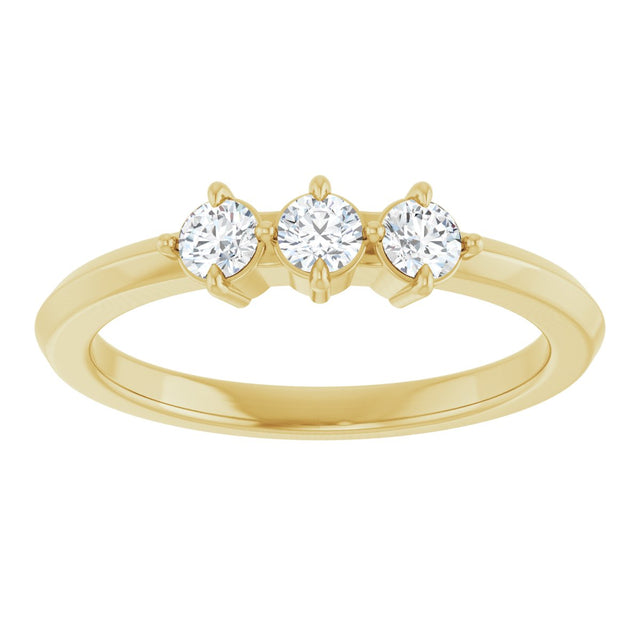14K Gold Round Lab-Grown Diamond Three-Stone Anniversary Band - 1/4-3/4 CTW - Yellow Gold - view 3