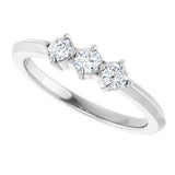 14K Gold Round Lab-Grown Diamond Three-Stone Anniversary Band - 1/4-3/4 CTW - White Gold - view 5