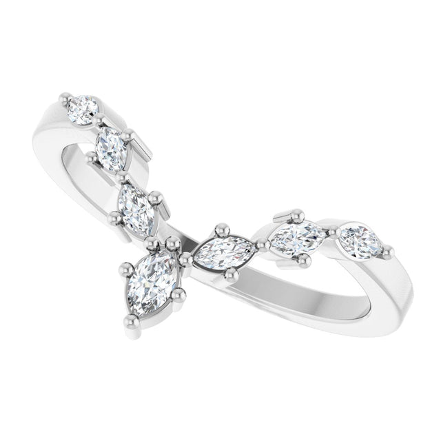 14K Gold Marquise Lab-Grown Diamond Contour Band - 1/5 CTW - White Gold - view 5