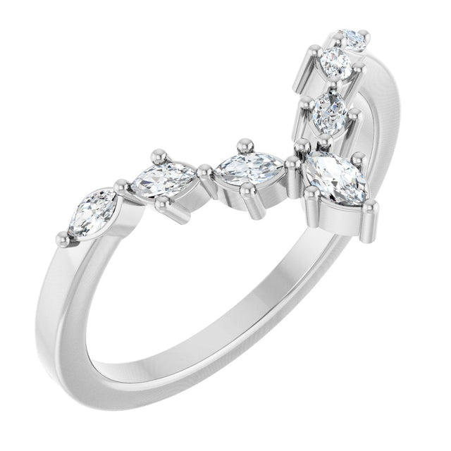 Platinum Marquise Natural Diamond Contour Band - 1/4 CTW