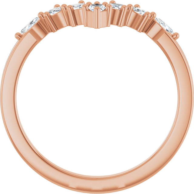 14K Gold Marquise Lab-Grown Diamond Contour Band - 1/5 CTW - Rose Gold - view 2