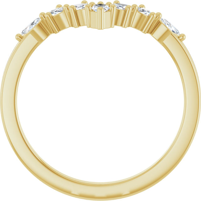 14K Gold Marquise Natural Diamond Contour Band - 1/4 CTW - Yellow Gold - view 2