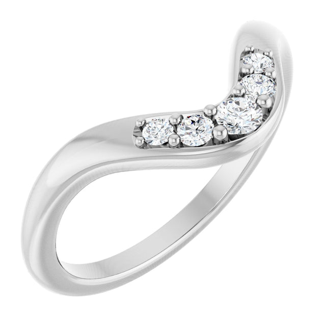 Platinum Round Natural Diamond Contour Band - 1/6 CTW