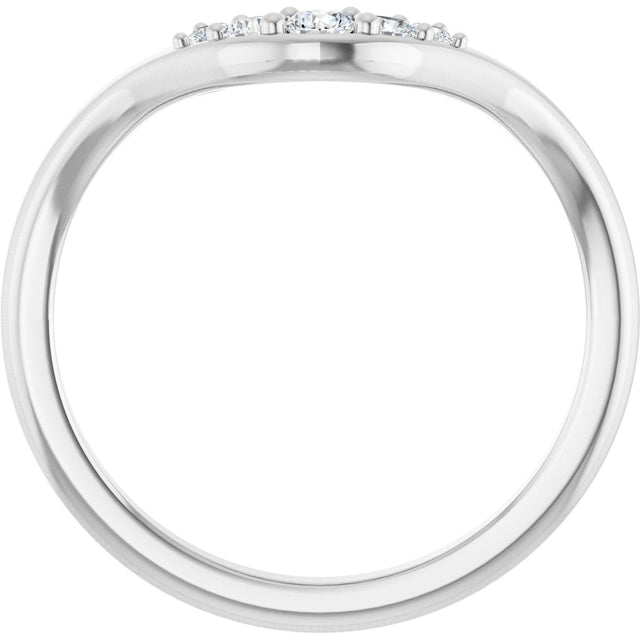 14K Gold Round Lab-Grown Diamond Contour Band - 1/6 CTW - White Gold - view 2