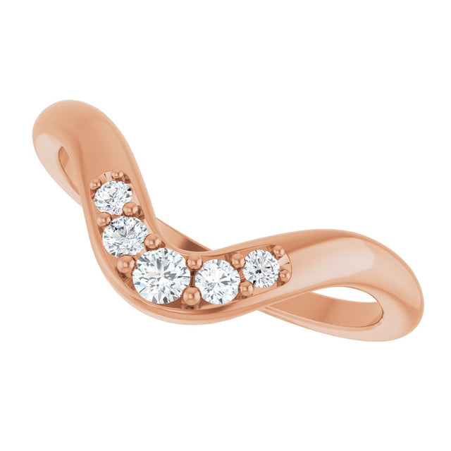 14K Gold Round Lab-Grown Diamond Contour Band - 1/6 CTW - Rose Gold - view 5