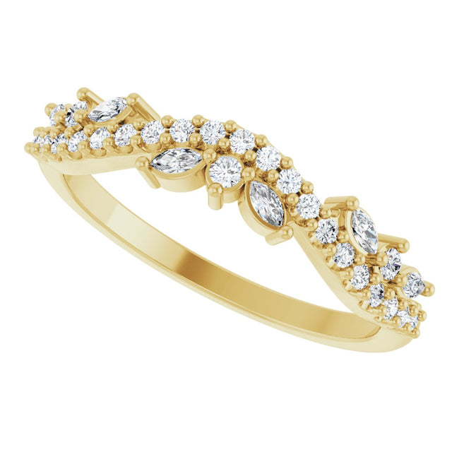 14K Gold Marquise Natural Diamond Anniversary Band - 1/3 CTW - Yellow Gold - view 5