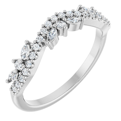 14K Gold Marquise Natural Diamond Anniversary Band - 1/3 CTW - White Gold