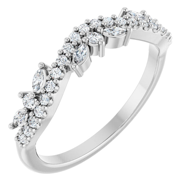 14K Gold Marquise Natural Diamond Anniversary Band - 1/3 CTW - White Gold