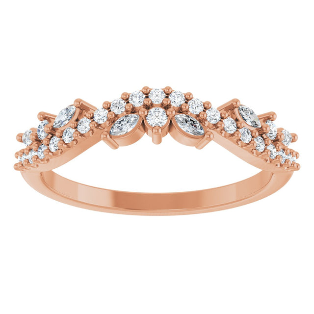 14K Gold Marquise Natural Diamond Anniversary Band - 1/3 CTW - Rose Gold - view 3