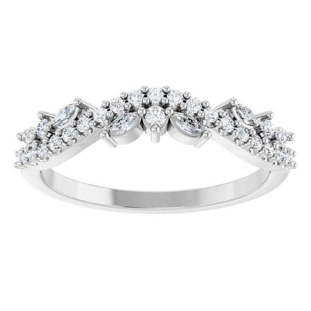 Platinum Marquise Natural Diamond Anniversary Band - 1/3 CTW - view 3