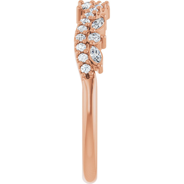 14K Gold Marquise Natural Diamond Anniversary Band - 1/3 CTW - Rose Gold - view 4