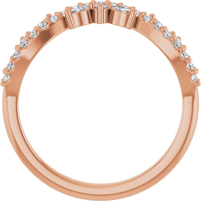 14K Gold Marquise Natural Diamond Anniversary Band - 1/3 CTW - Rose Gold - view 2