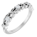 14K Gold Round Lab-Grown Diamond Three-Stone Sculptural Anniversary Band - 1/5 CTW - White Gold