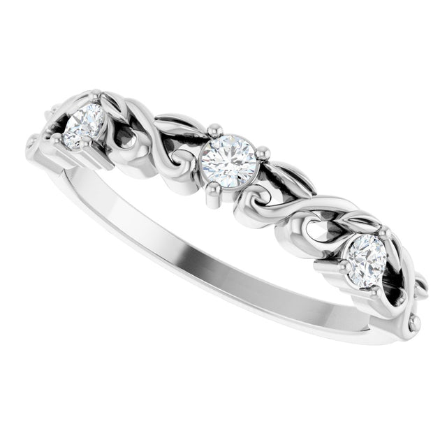 Platinum Round Lab-Grown Diamond Three-Stone Sculptural Anniversary Band - 1/5 CTW - view 5