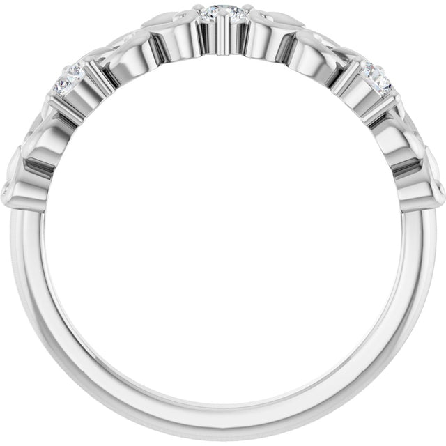 Platinum Round Lab-Grown Diamond Three-Stone Sculptural Anniversary Band - 1/5 CTW - view 2