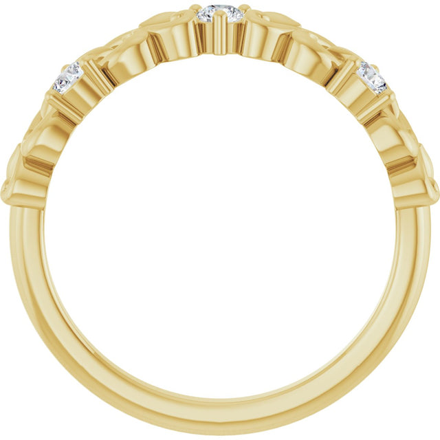14K Gold Round Lab-Grown Diamond Three-Stone Sculptural Anniversary Band - 1/5 CTW - Yellow Gold - view 2