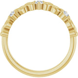 14K Gold Round Natural Diamond Three-Stone Sculptural Anniversary Band - 1/5 CTW - Yellow Gold - view 2