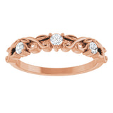 14K Gold Round Lab-Grown Diamond Three-Stone Sculptural Anniversary Band - 1/5 CTW - Rose Gold - view 3